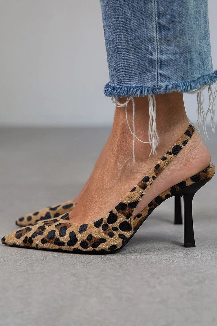 Ambra™ | Leopard Print High Heels with Back Strap