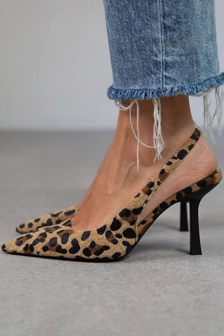 Ambra™ | Leopard Print High Heels with Back Strap