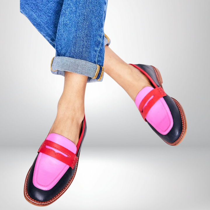 Lunessa | Black loafers with colorful accent