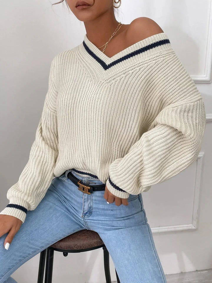 Marina | Striped Waffle Knit Sweater