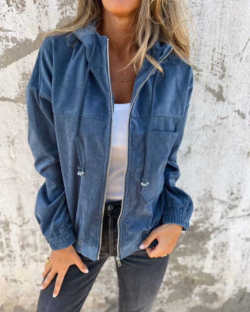 Danna | Cord Jacket with Hood and Zipper