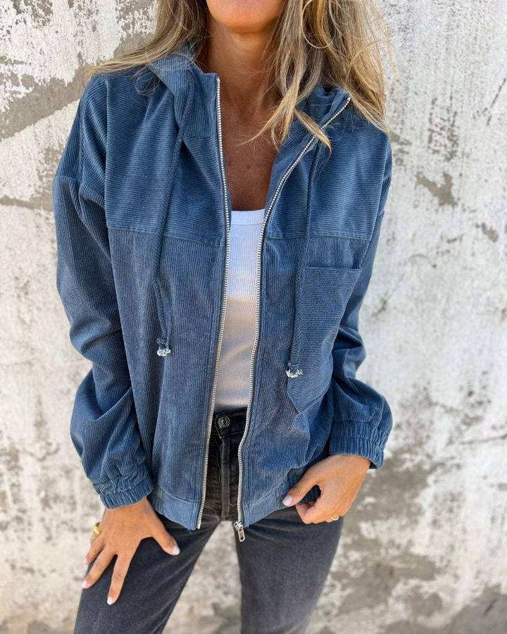 Danna | Cord Jacket with Hood and Zipper