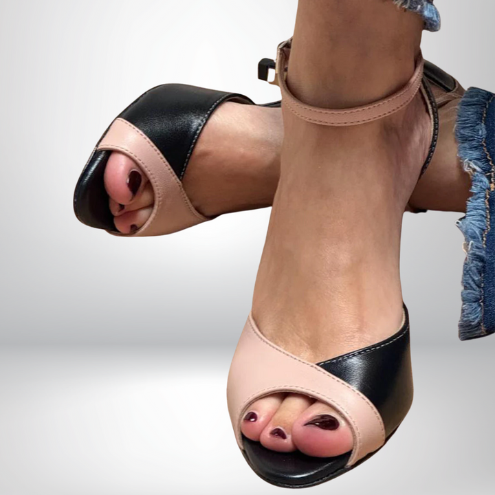 Noirella™ | Mid-heel pumps with ankle strap