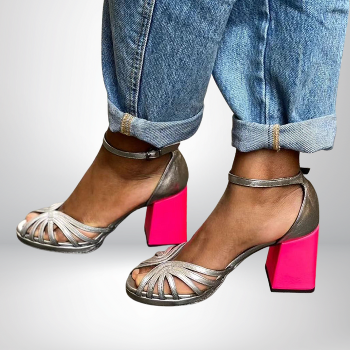 Seraphina™ | Shiny Sandals with Thick Heel and Elegant Buckle