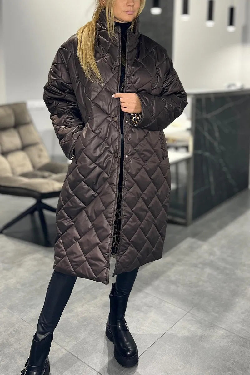 Marabelle – Reversible Quilted Coat with Leopard Lining