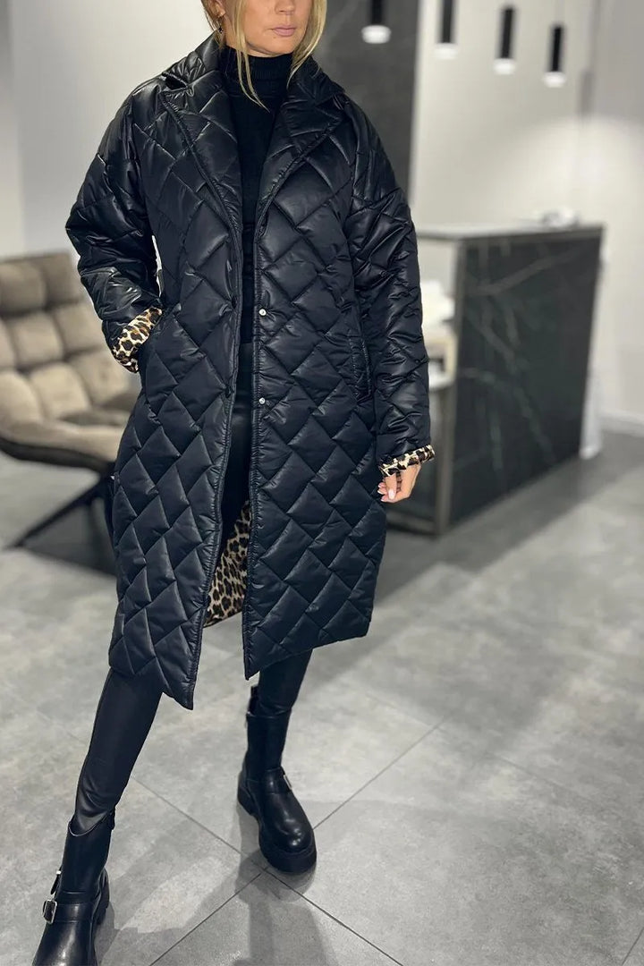 Marabelle – Reversible Quilted Coat with Leopard Lining